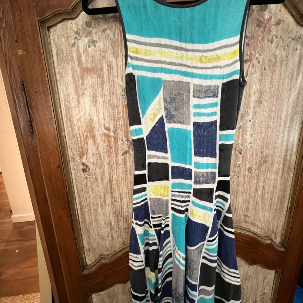 NIC+ZOE Blue and White Fit and Flare Midi Dress